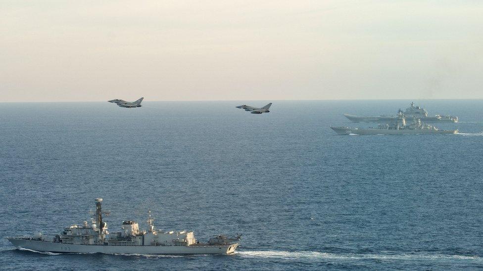 Royal Navy boats in the English Channel