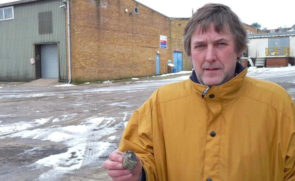 Philip Wright with a Barwell meteorite