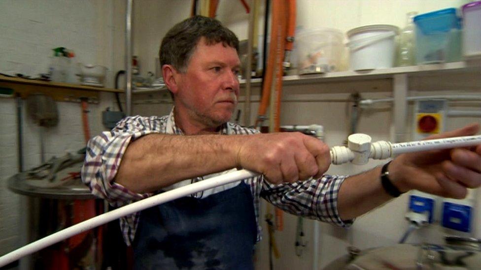 Mr Warren during the brewing phase with the yeast supplied from the NCYC