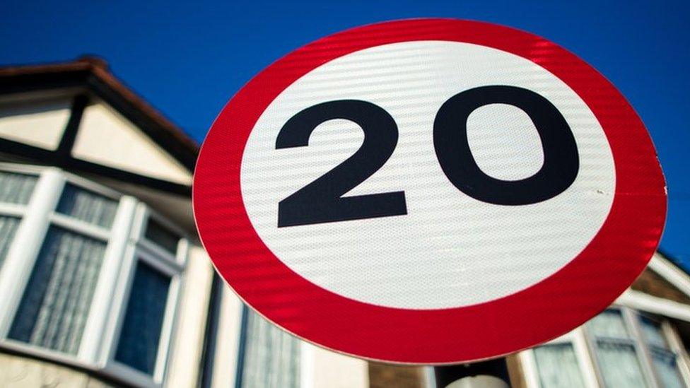 A 20mph speed limit sign