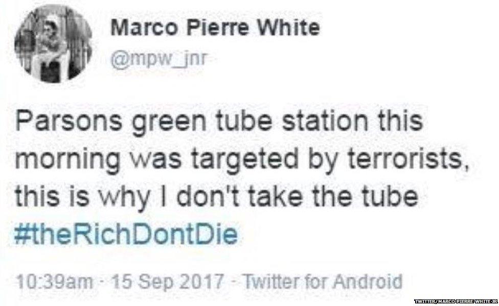 This is Marco Pierre White Jr's tweet