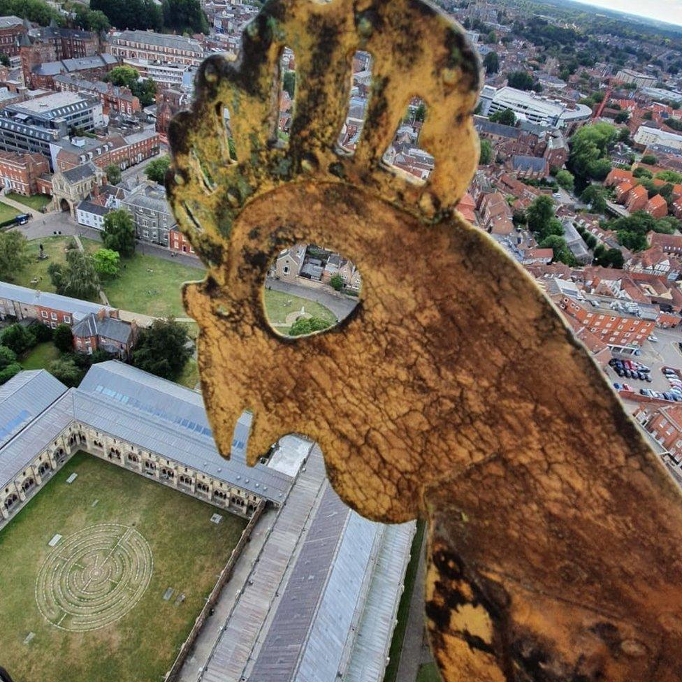 The weathercock towering over the cathedral