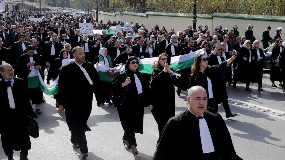 Lawyers protest against President Bouteflika's bid for a fifth term in office