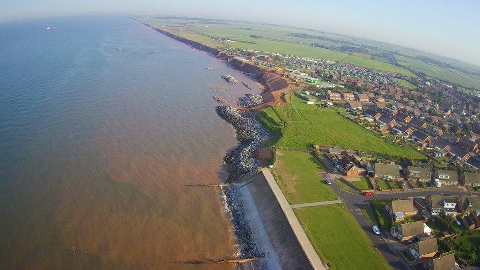 The coast south of Withernsea in East Yorkshire