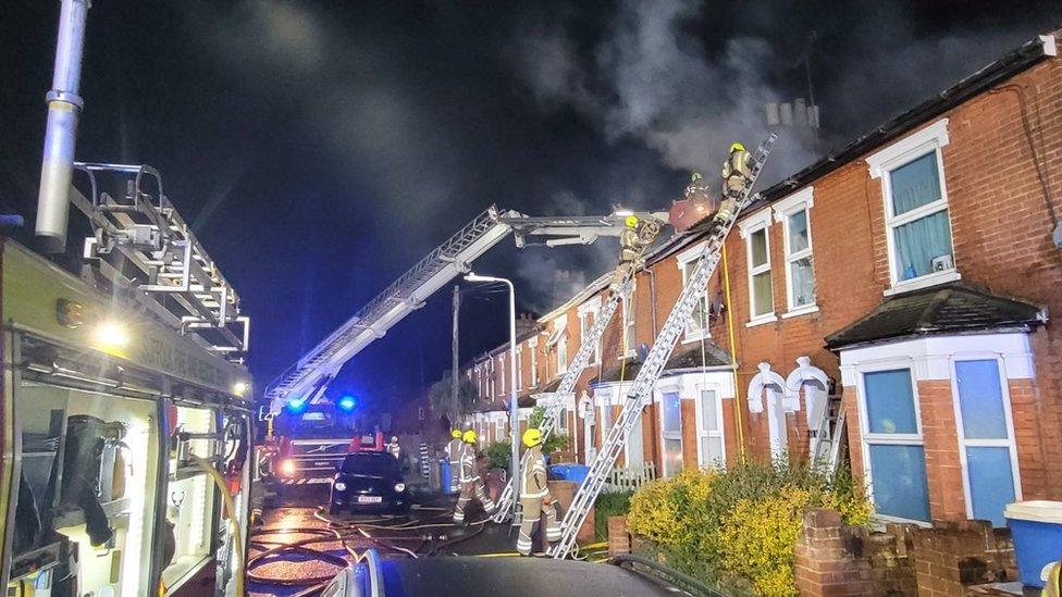 House fire in Kitchener Road in Ipswich