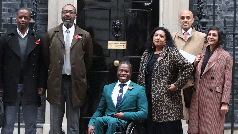 Adrian Lester, Sir Lenny Henry, Ade Adepitan, Nadine Marsh-Edwards, Marcus Ryder and Meera Syal