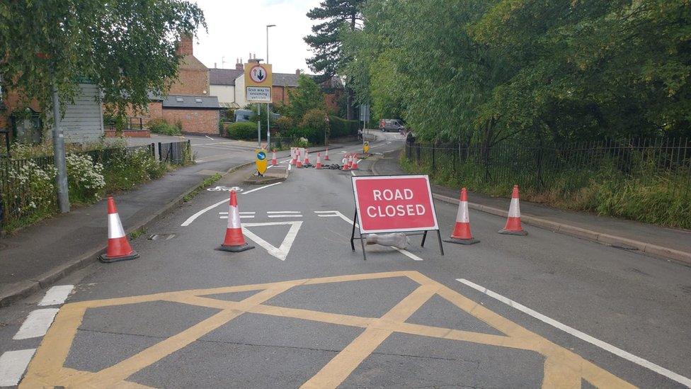 Road closed in Fleckney