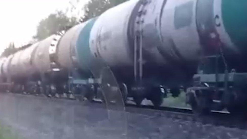 Section of the derailed train