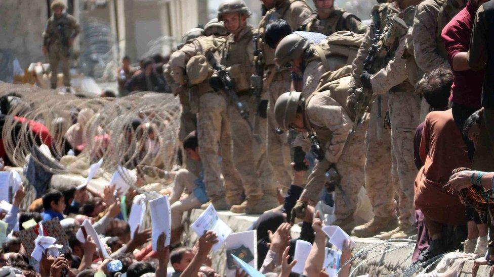 US soldiers at Kabul airport, 26 August