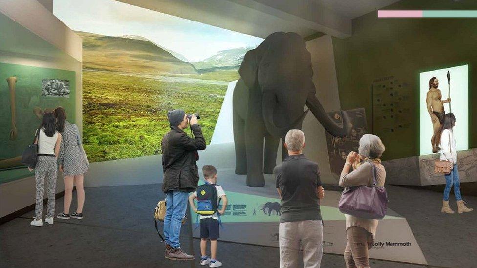 An artist's impression of the new gallery for the museum's woolly mammoth