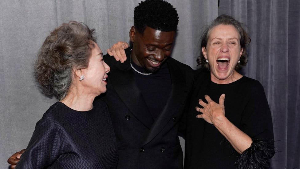 Acting winners Yuh-Jung Youn, Daniel Kaluuya and Frances McDormand