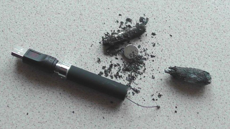 Exploded e-cigarette