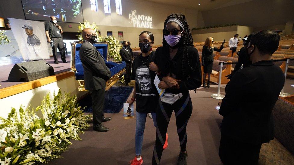 Mourners in Houston, 8 June