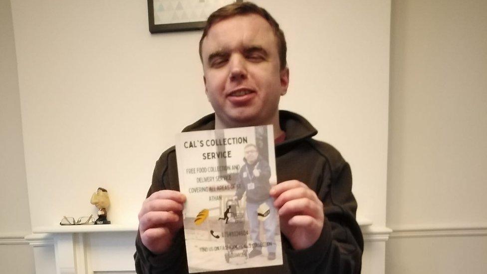 Cal with his leaflets