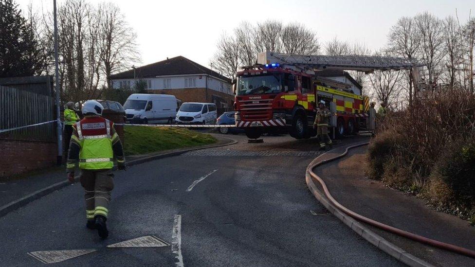 Fire engine at Olden Road, Rectory Farm, Northampton