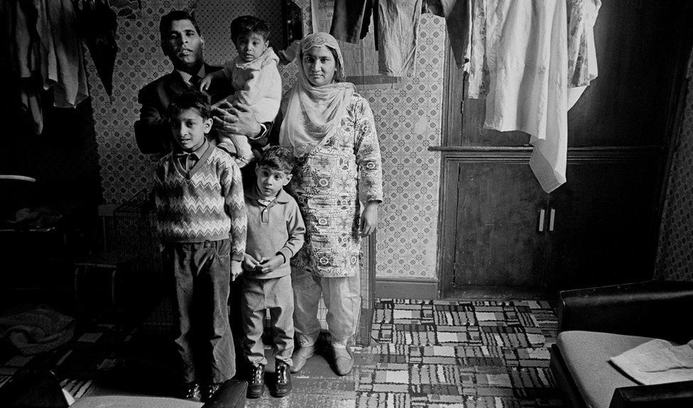 Family living in overcrowded accommodation, Bradford 1972