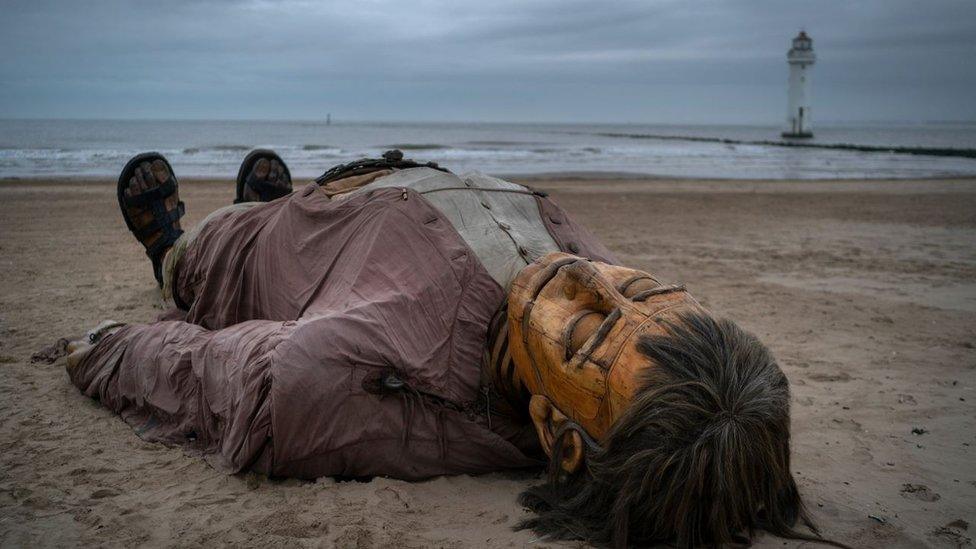 A giant has appeared on New Brighton beach