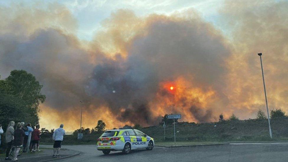 Fire at Canford Heath, Poole, Dorset