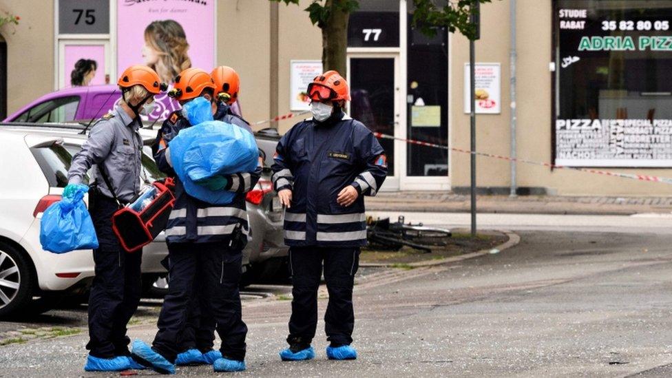 Forensics working outside the police station that was hit by an explosion last week