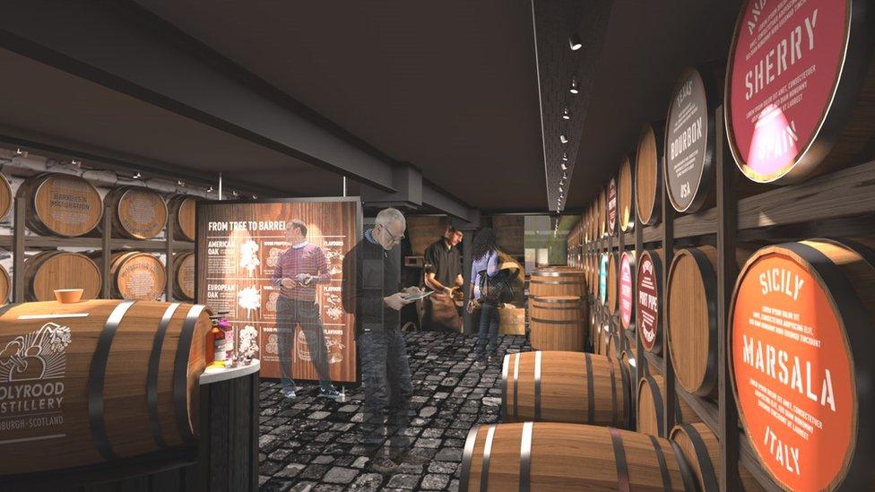 CGI of planned wood and maturation room at Holyrood Distillery