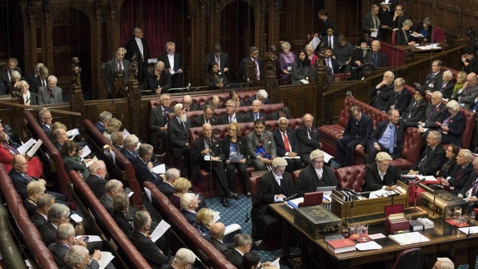 The House of Lords chamber sits in session