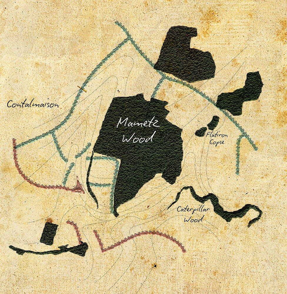 Map of trenches around Mametz Wood