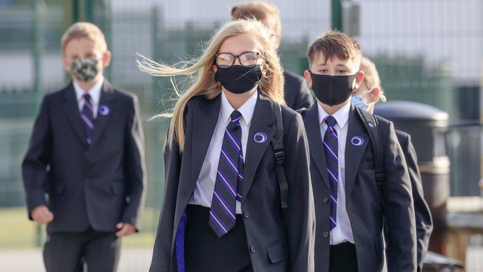 Pupils in masks