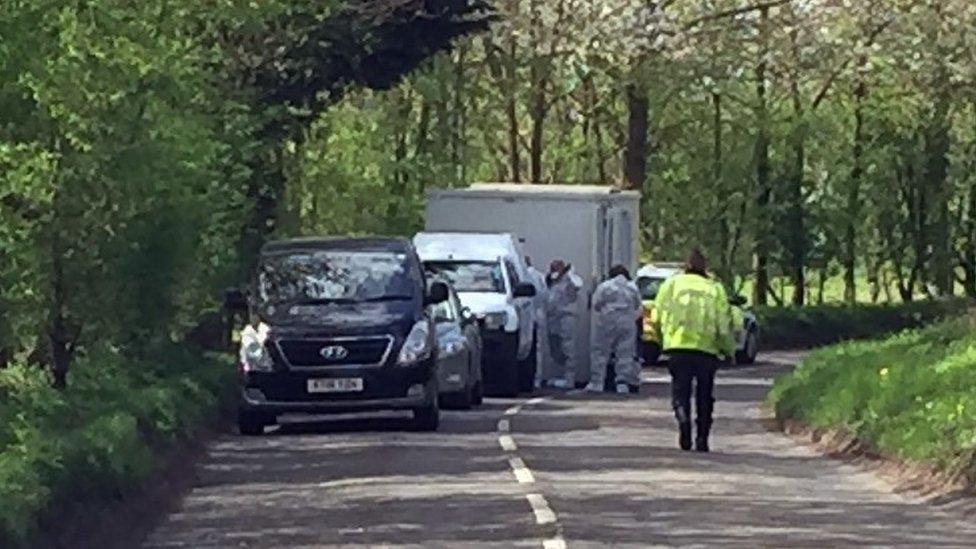 Police at the scene in Pulham Market, Norfolk,