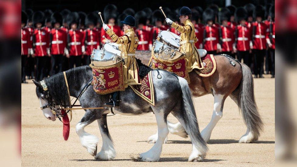 Soldiers taking part in 2017's Trooping the Colour parade