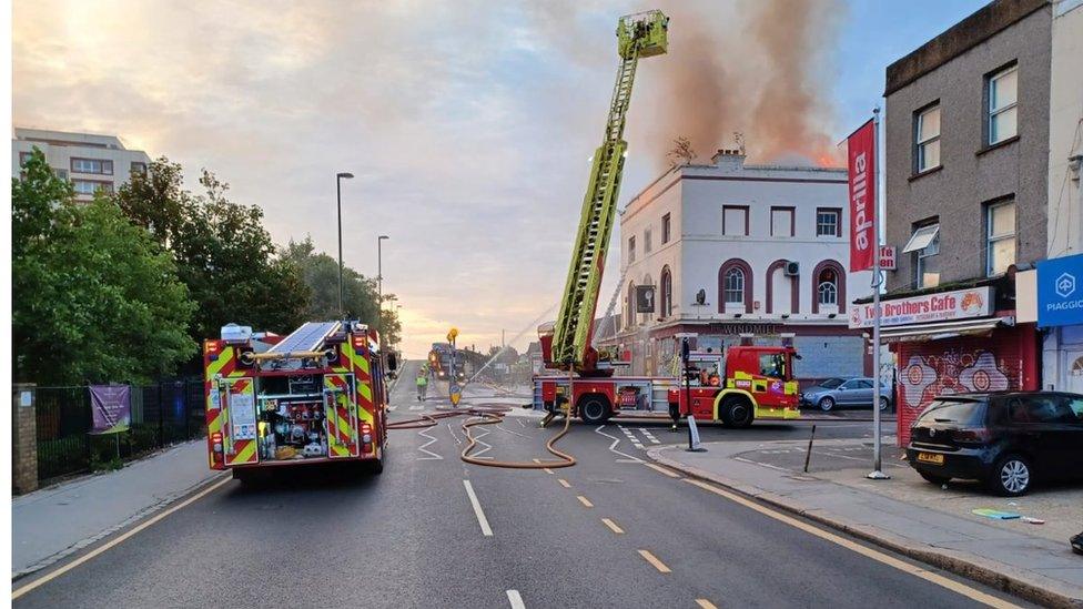 Firefighters tackle pub fire