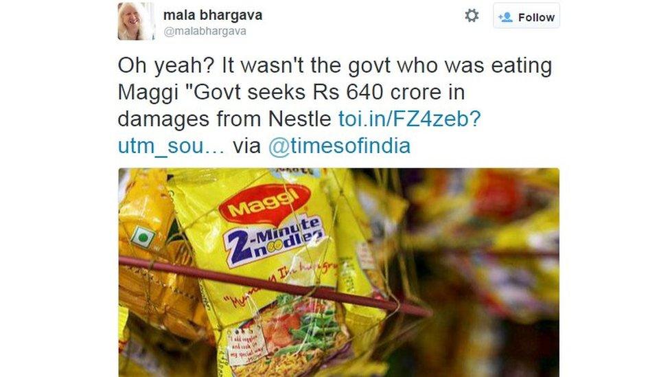 Oh yeah? It wasn't the govt who was eating Maggi "Govt seeks Rs 640 crore in damages from Nestle http://toi.in/FZ4zeb?utm_source=twitter&utm_campaign=toimobile&utm_medium=referral … via @timesofindia