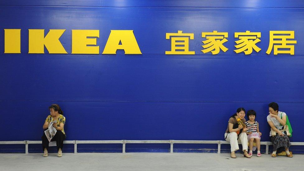 Chinese customers outside the Ikea store in Nanjing