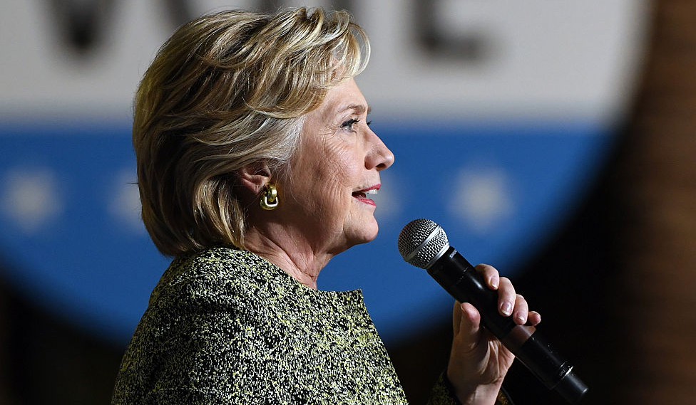 In this picture, Hillary Clinton speaks during a campaign rally at The Smith Center for the Performing Arts on October 12, 2016 in Las Vegas.