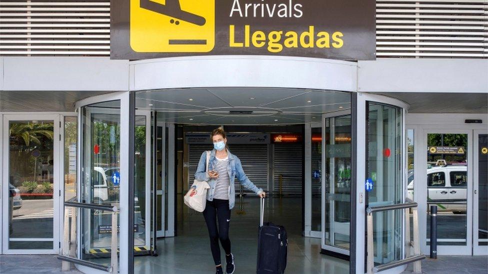 A German tourist arrives in Ibiza, June 2020