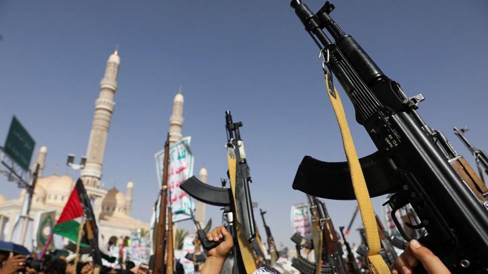 Protesters, largely Houthi supporters, rally to show solidarity with Palestinians in Gaza, amid the war between Israel and Hamas, in Sanaa, Yemen last month