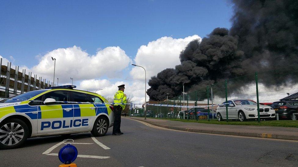 Fire at the substation on Ravensbridge Drive in Leicester