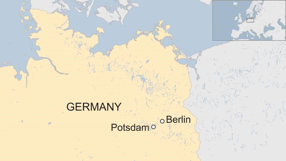 Map of Germany showing Potsdam and Berlin