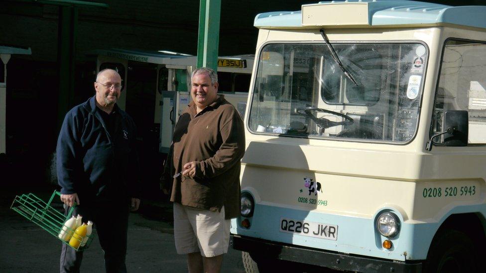 Paul Lough (right) with milkman Kevin Read