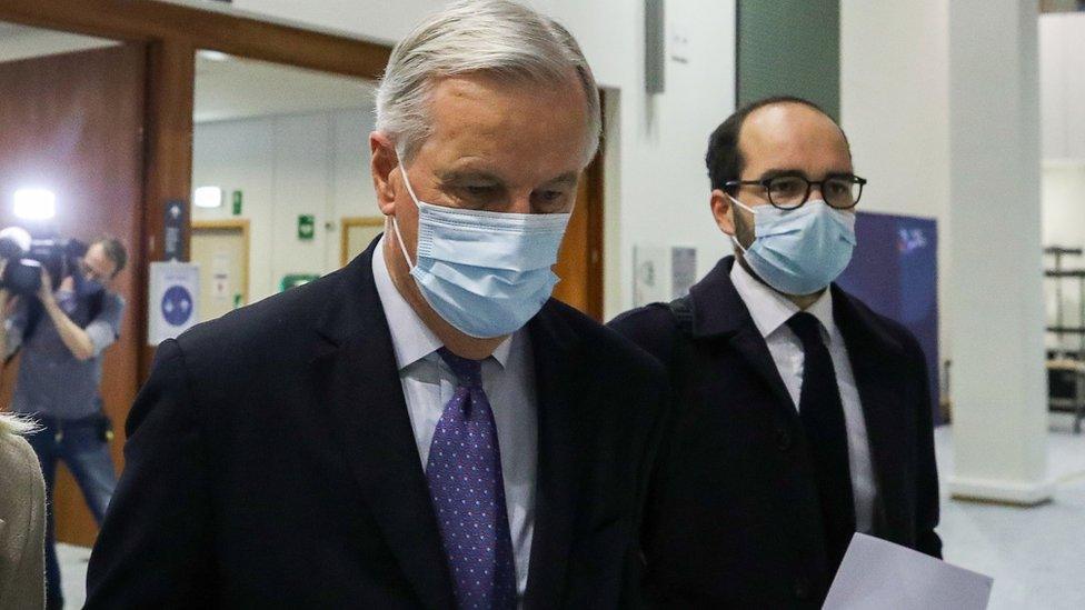 Michel Barnier arrives at European Parliament