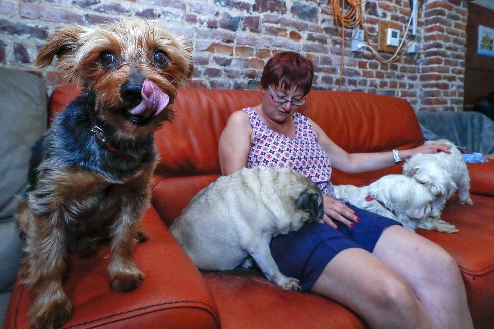 Valerie Luycx at home with her animals