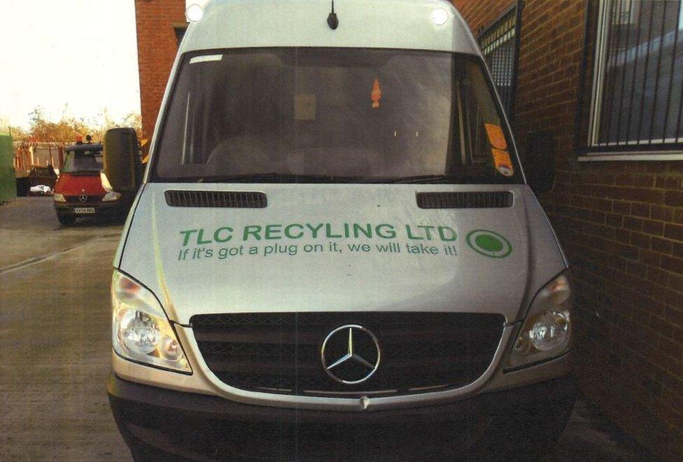 Van with the name TLC Recycling Ltd on it