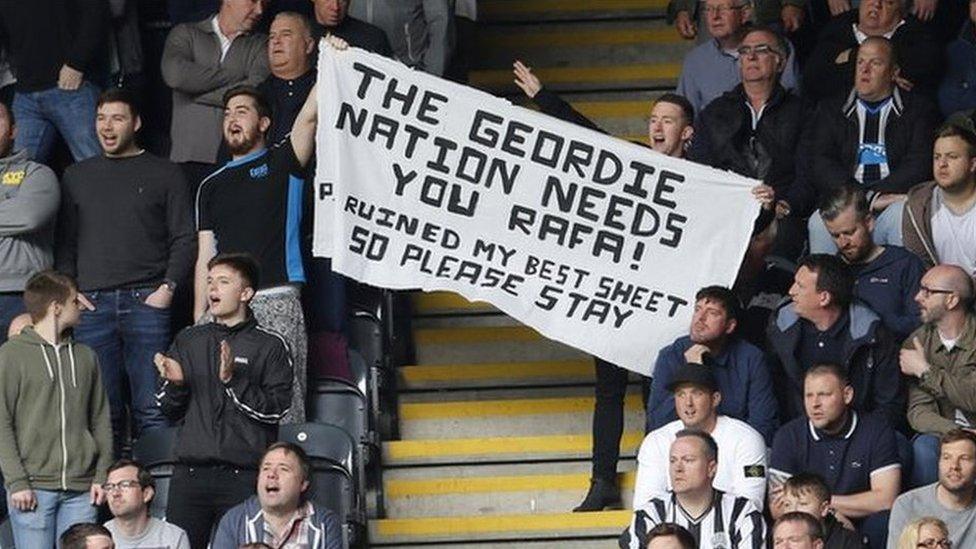 Newcastle fans shows their support for Benitez