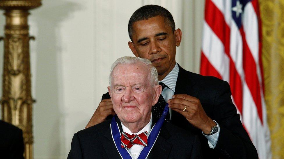 US President Obama awards a Presidential Medal of Freedom to Mr Stevens