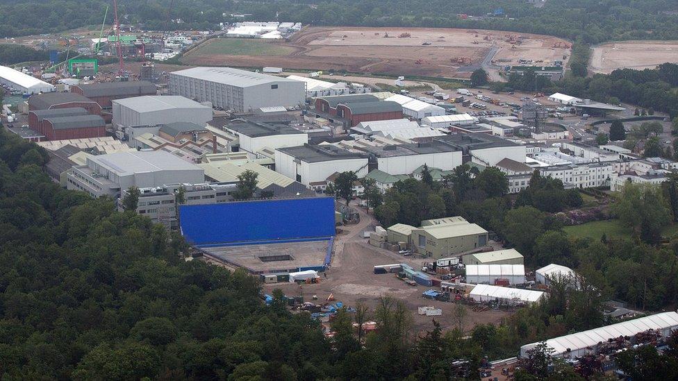 Pinewood Studios is pictured from a helicopter on June 13, 2015 in London, England