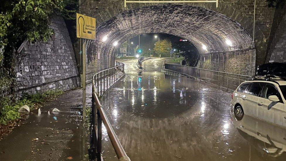 Flooding in Cadoxton Road, Neath Abbey