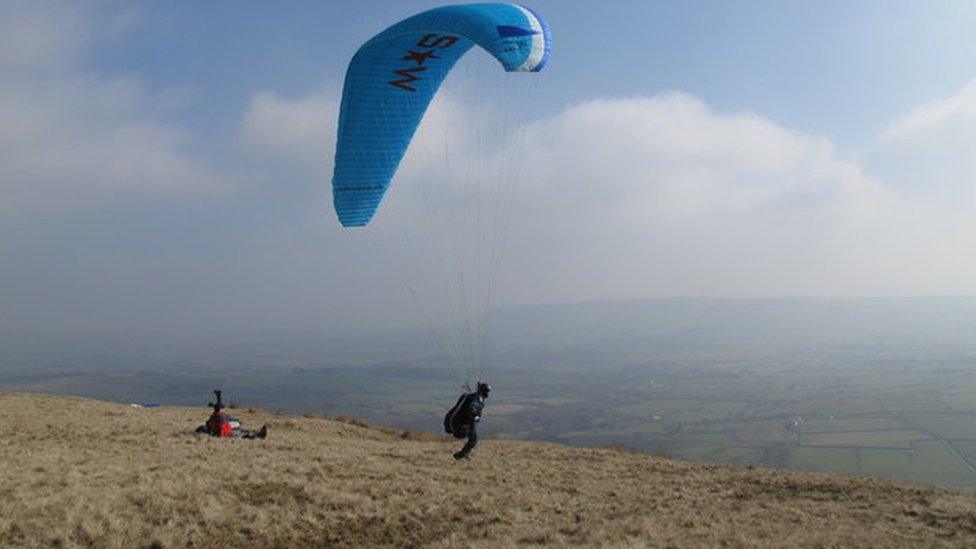 Paraglider at Parlick Fell