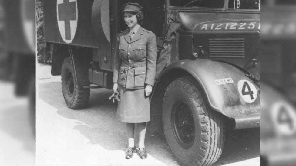 Elizabeth II in her Auxiliary Transport Service uniform