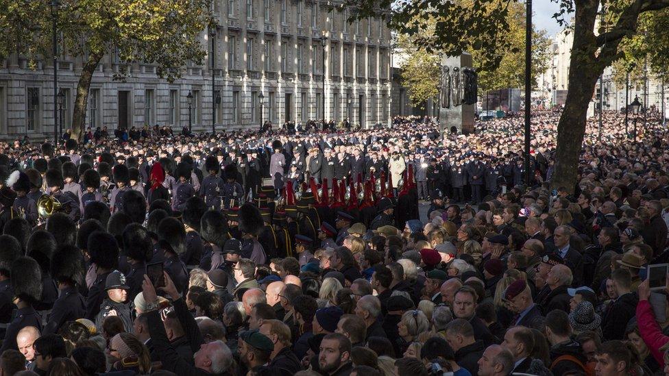 The crowds on Whitehall