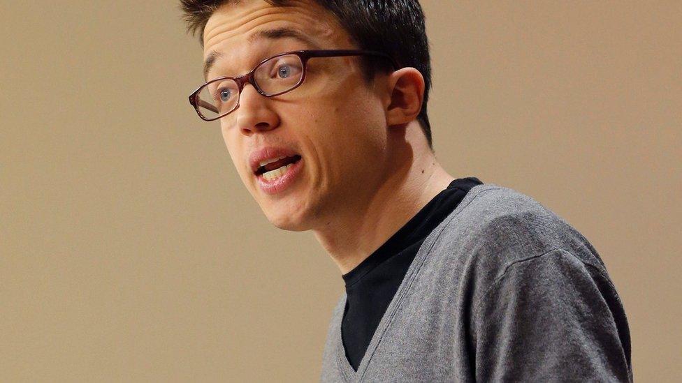 Inigo Errejon, Lower House Spokesman of the Spanish party Podemos, speaks after a meeting at the Lower House in Madrid, Spain, on 23 February 2016