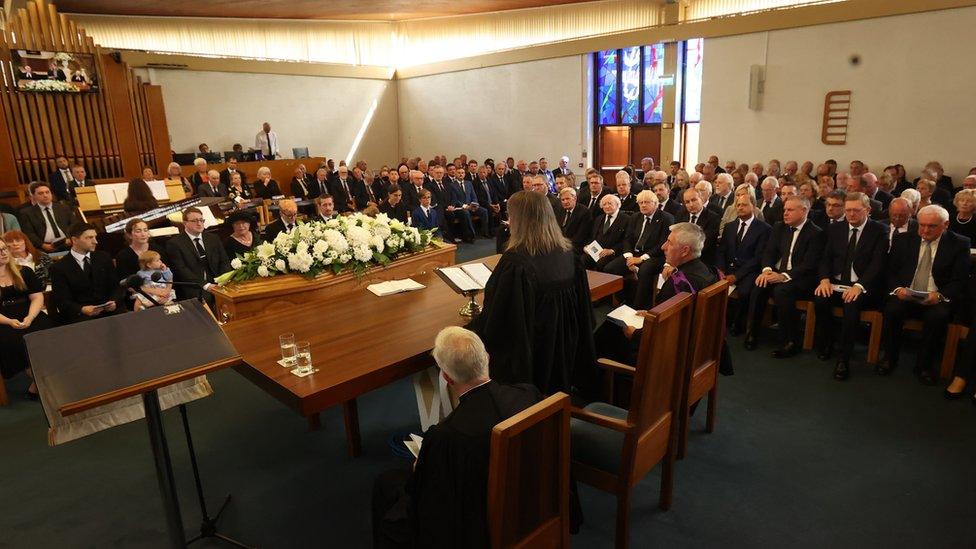 Mourners at Lord Trimble's funeral